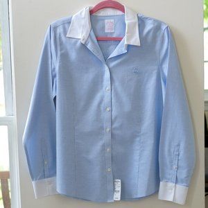 NEW Brooks Brothers Blue Tailored Button Down Dress Shirt, Women’s Size 14